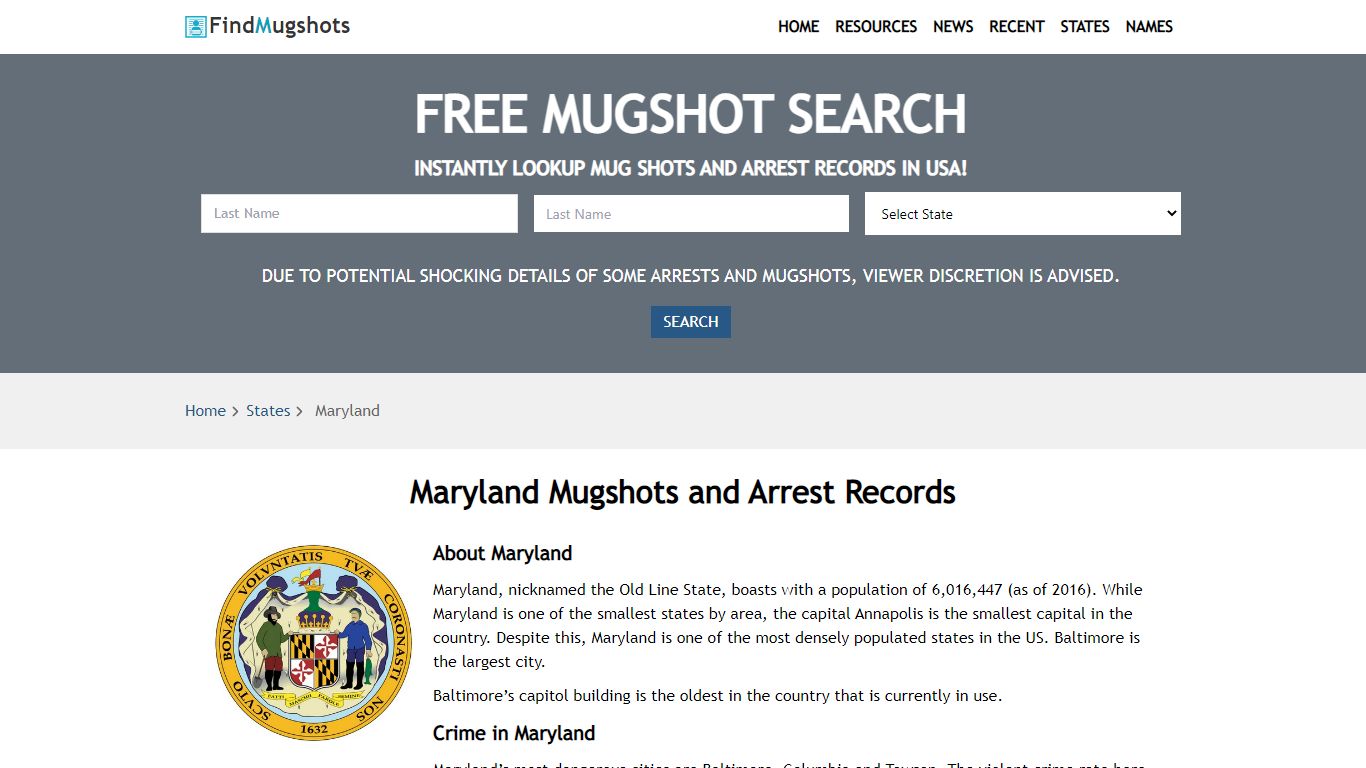 Find Maryland Mugshots - Find Mugshots